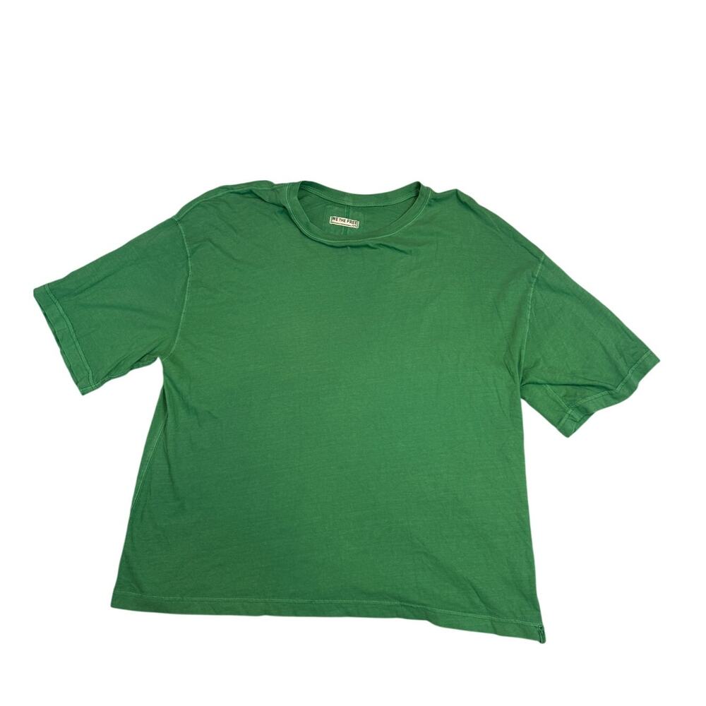 We The Free Free People Quilted Top Mens XL Green Oversized Crewneck Pullover